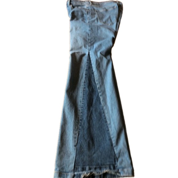 GAP Denim 70's 11"Flare High Rise Jeans Womens 14/33L Blue Two Tone Retro Style - Picture 4 of 8